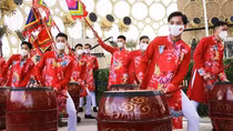 Đoàn nghệ thuật trống hội Học viện CSND tham gia trình diễn