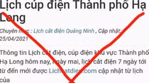 Trang thông tin về lịch cắt điện nghi giả mạo điện lực Quảng Ninh
