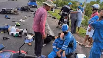 Ôtô tông hàng loạt xe máy dừng đèn đỏ trên Quốc lộ 1
