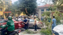 Cây phượng vĩ cổ thụ bất ngờ gẫy ngang thân đè vào 2 xe ô tô