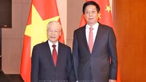 Tổng Bí thư Nguyễn Phú Trọng hội kiến Ủy viên trưởng Nhân đại Trung Quốc Lật Chiến Thư