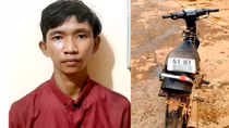Bắt cá dưới hồ, xe máy bốc hơi