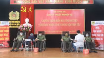 Cán bộ chiến sĩ Cục Kỹ thuật Nghiệp vụ hiến máu nhân đạo