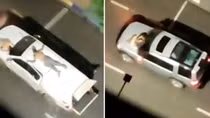 Kinh hoàng cướp ngân hàng trói con tin trên nóc xe để tẩu thoát