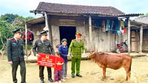 Trao “bò vàng” cho gia đình con nuôi Công an xã đón Tết