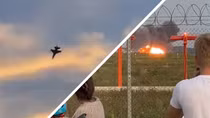 Tiêm kích F-16 của Ba Lan bốc cháy như quả cầu lửa ngay khi hạ cánh