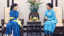 Phu nhân Tổng Bí thư Tô Lâm tiếp Phu nhân Thủ tướng Singapore