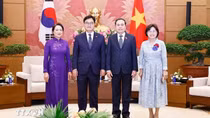 Chủ tịch Quốc hội Trần Thanh Mẫn hội đàm với Chủ tịch Quốc hội Hàn Quốc