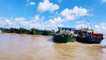 Khai thác cát sông Hậu phục vụ dự án cao tốc trọng điểm