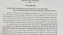 Người dân gửi thư cảm ơn Công an quận Hoàng Mai