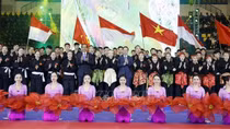Chủ tịch nước Võ Văn Thưởng và Tổng thống Joko Widodo dự chương trình biểu diễn võ thuật