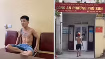 Khống chế kẻ cầm gậy sắt vào Công an phường quậy phá