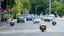 Siêu mô tô của Công an Hà Nội tập luyện đón dẫn khách quốc tế