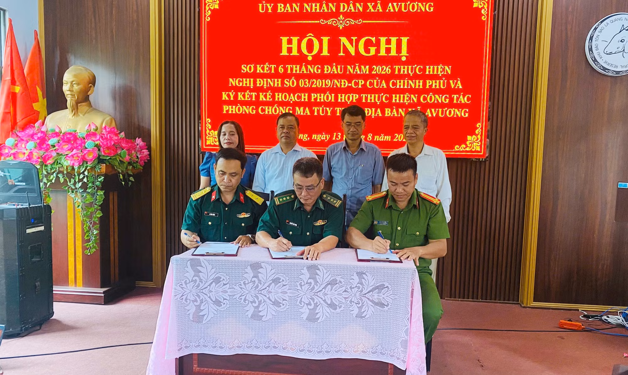 Công an xã, Quân sự xã Avương và Đồn Biên phòng Anông ký kết kế hoạch phối hợp phòng, chống ma túy