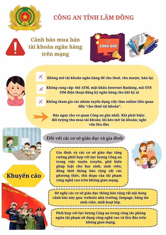 Cơ quan công an phát cảnh báo về việc mua bán tài khoản ngân hàng