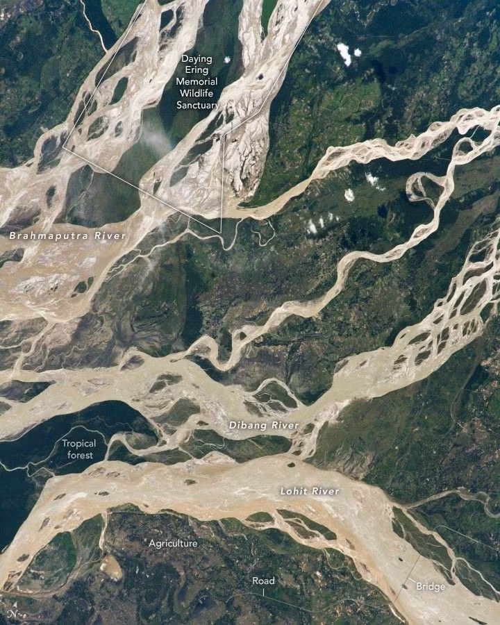 Lưu vực Brahmaputra nhìn từ không gian. Ảnh: NASA