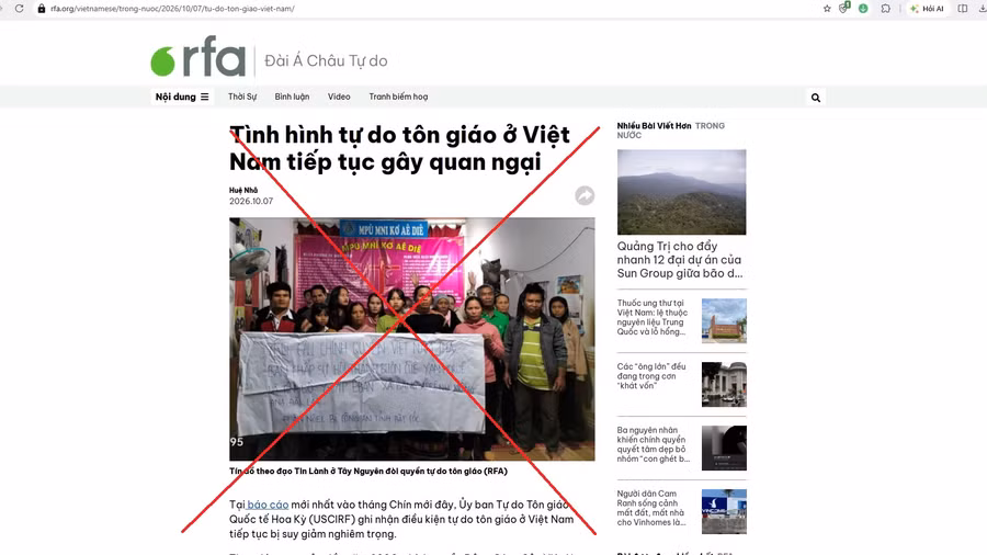 Lại đánh tráo bản chất, quy kết sai trái về tự do tôn giáo