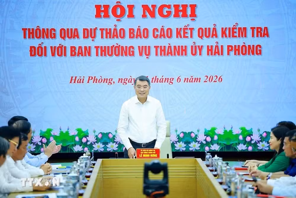 Bí thư Đảng ủy, Thủ tướng Chính phủ Lê Minh Hưng phát biểu chỉ đạo. (Ảnh: Dương Giang/TTXVN)