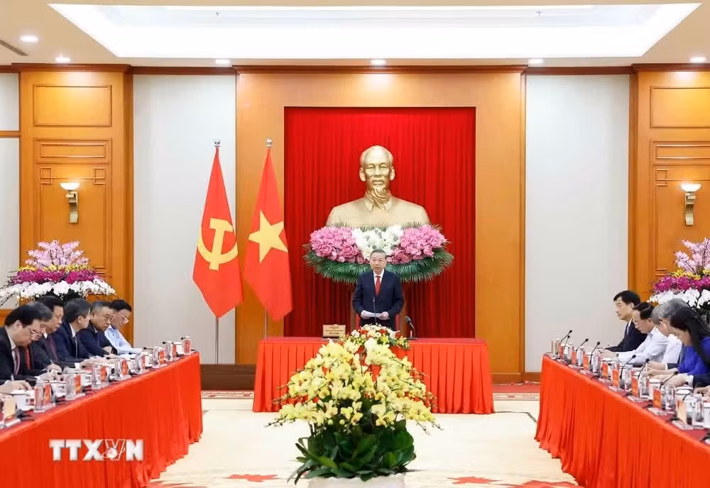 Tổng Bí thư, Chủ tịch nước Tô Lâm phát biểu chỉ đạo. (Ảnh: Thống Nhất/TTXVN)