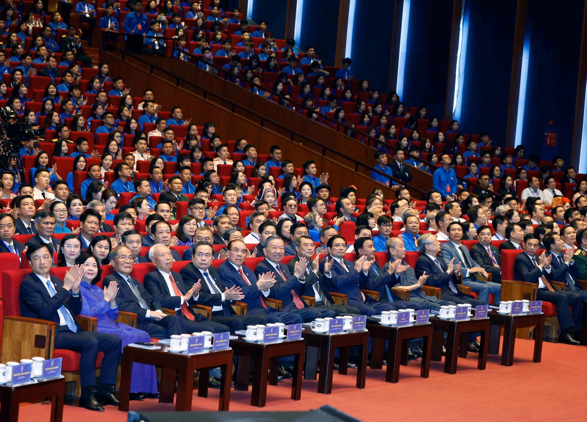 Tổng Bí thư, Chủ tịch nước Tô Lâm và các đại biểu dự Phiên trọng thể Đại hội Đoàn toàn quốc lần thứ XIII. Ảnh: Thống Nhất– TTXVN