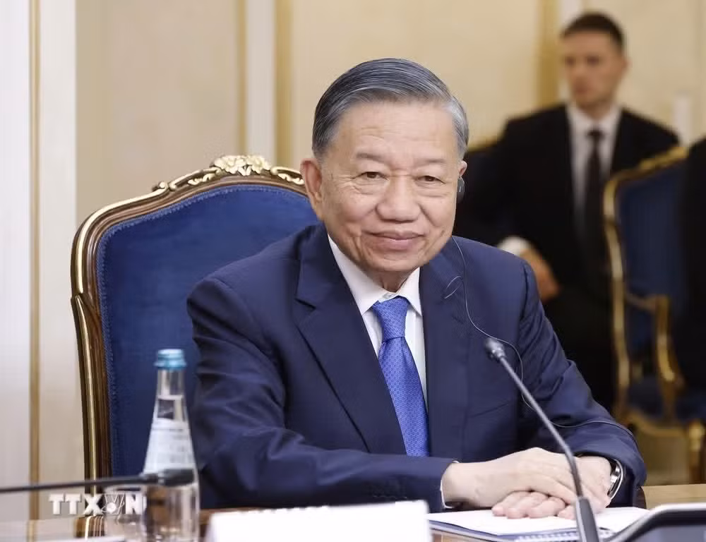 Tổng Bí thư, Chủ tịch nước Tô Lâm tại cuộc hội kiến Chủ tịch Hội đồng Liên bang (Thượng viện) Quốc hội Liên bang Nga Valentina Matvienko. (Ảnh: Thống Nhất/TTXVN)