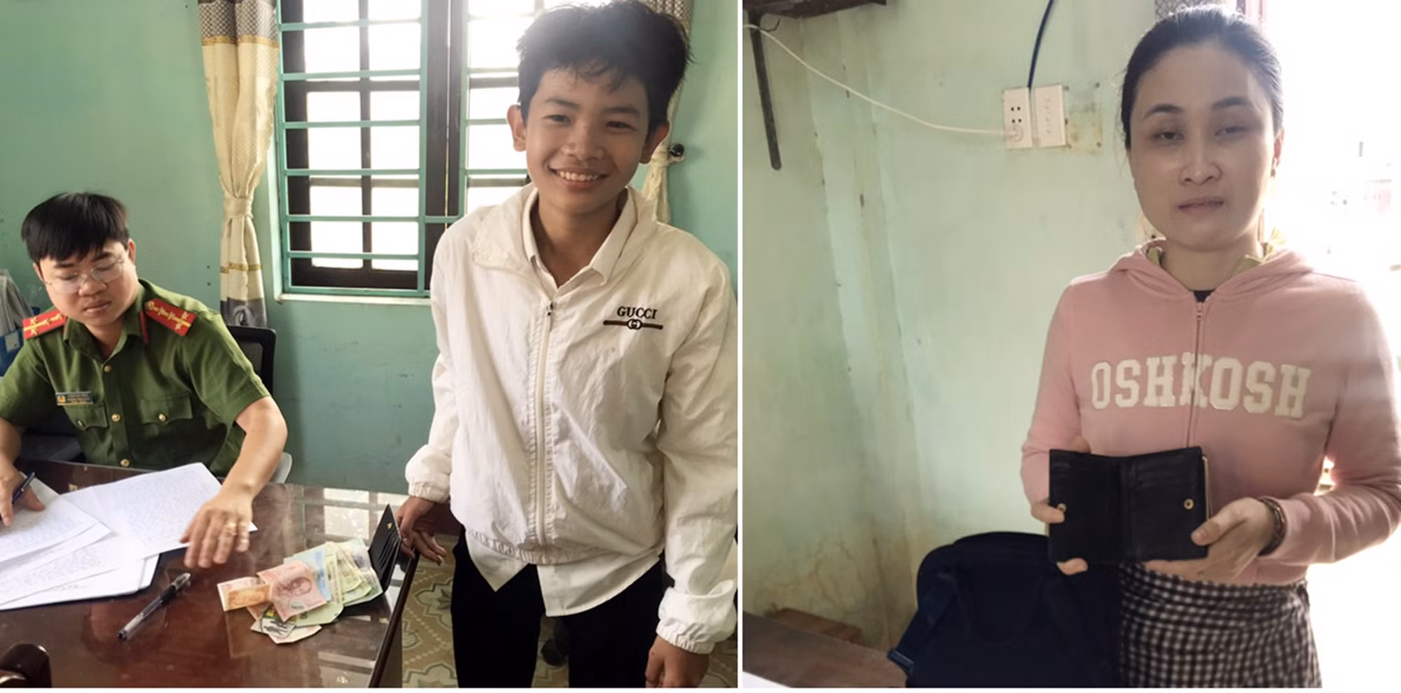 Học sinh lớp 8 nhờ Công an xã tìm người đánh rơi tài sản để trả lại -0