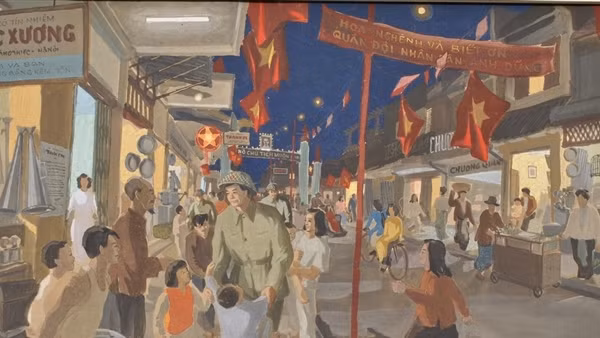 Ngắm “Hà Nội một thời đạn bom, một thời hoà bình” qua tác phẩm mỹ thuật
