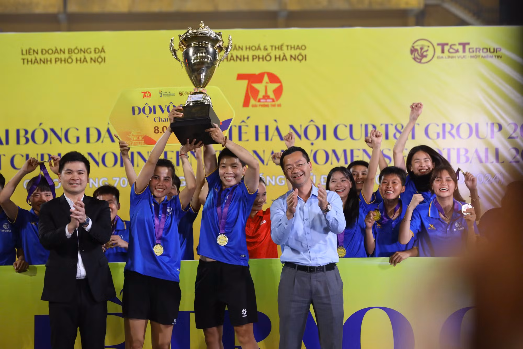 CLB Bóng đá nữ Thái Nguyên T&T vô địch&nbsp;Giải Bóng đá nữ quốc tế Hà Nội 2024 -0