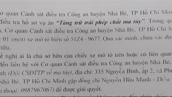 Tìm chủ sở hữu xe liên quan vụ tàng trữ trái phép chất ma túy