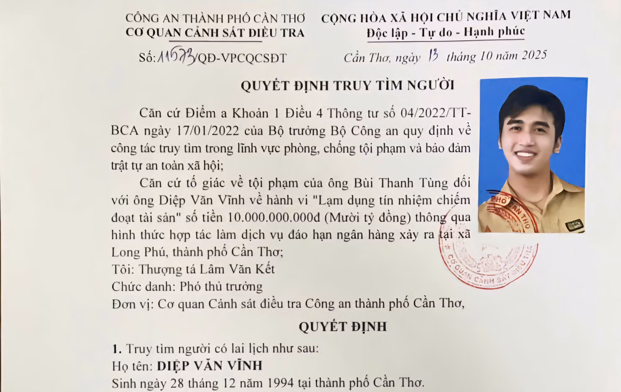Truy tìm người bị tố lừa đảo 10 tỷ đồng bằng hình thức hợp tác đáo hạn ngân hàng -0