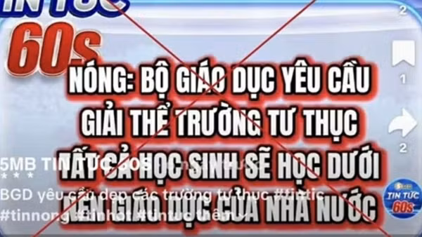 Giải tán cơ sở giáo dục ngoài công lập là thông tin sai sự thật
