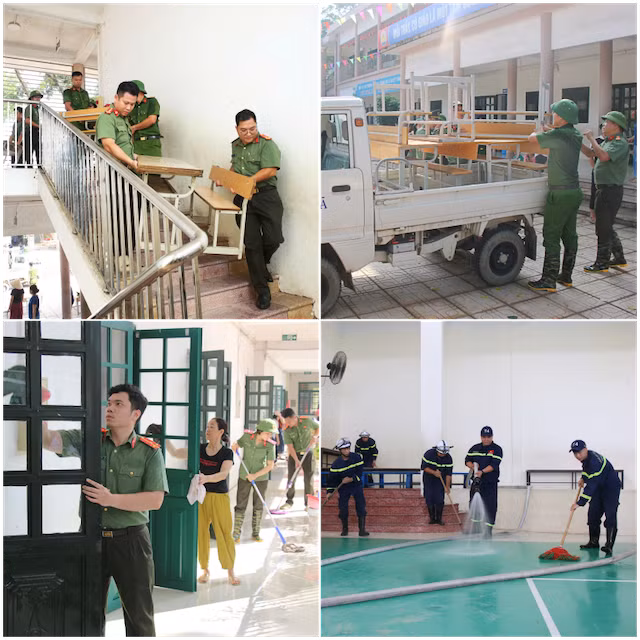 Hàng trăm cán bộ Công an Hà Nội tổng lực giúp người dân xã Trung Giã sau bão số 11 -0