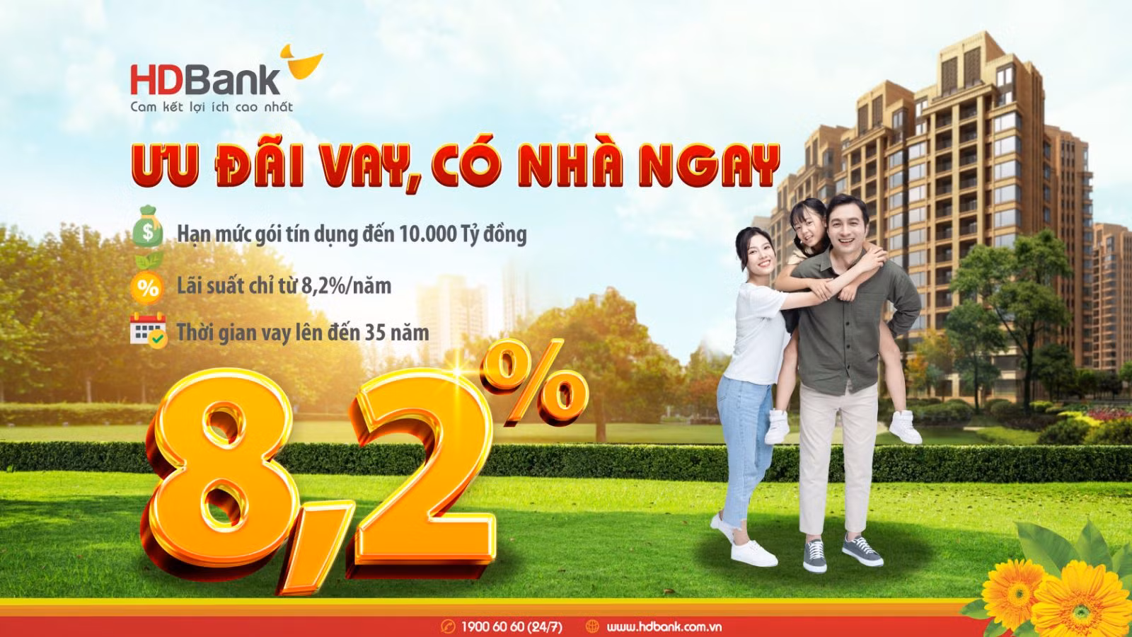 Gói ưu đãi hấp dẫn cho vay mua nhà lãi suất chỉ từ 8,2%/năm tại HDBank -0