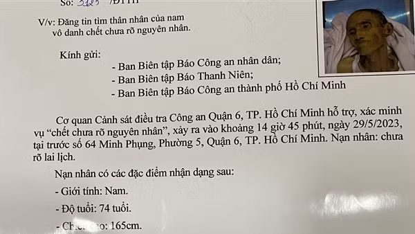 Tìm thân nhân người đàn ông chết chưa rõ nguyên nhân