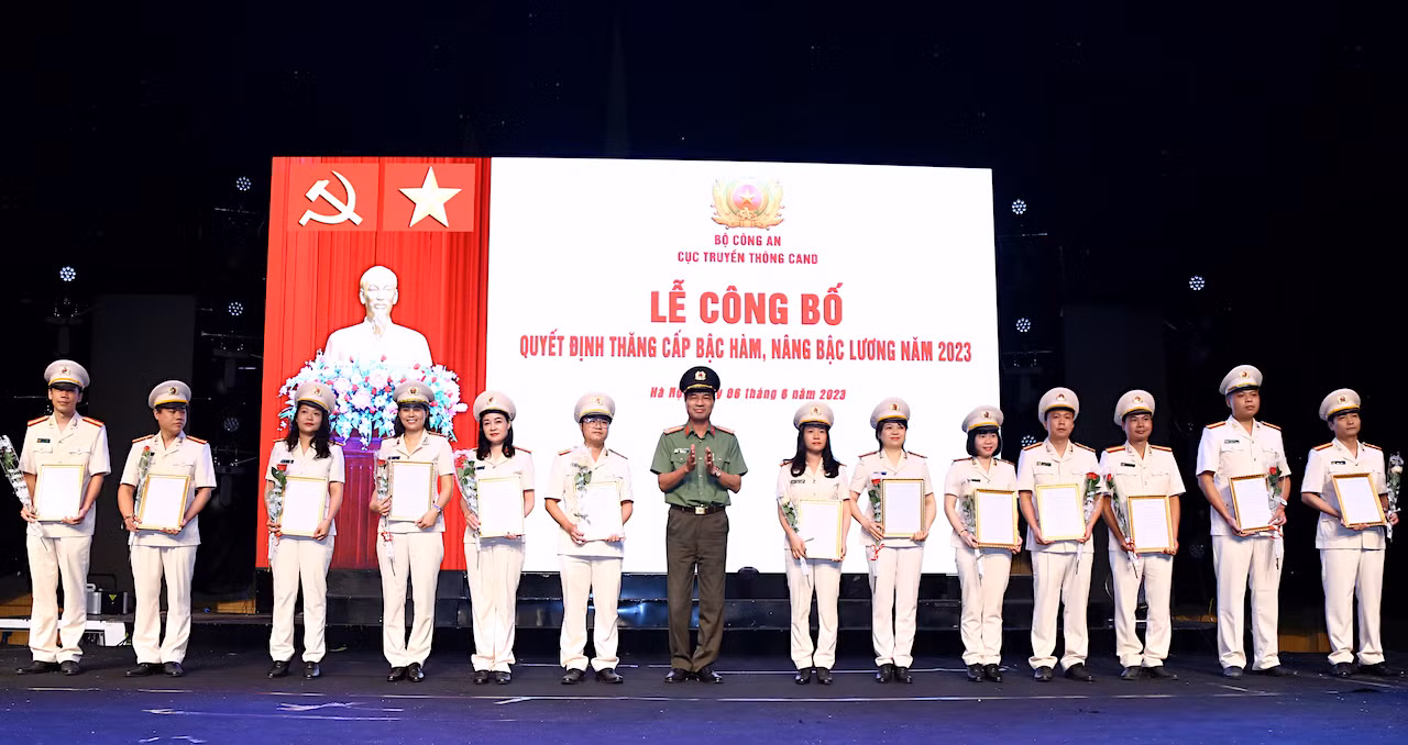Cục Truyền thông CAND công bố Quyết định thăng cấp bậc hàm, nâng bậc lương năm 2023 -2