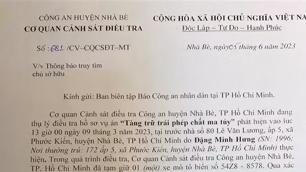 Tìm chủ sở hữu xe máy vụ án tàng trữ ma túy