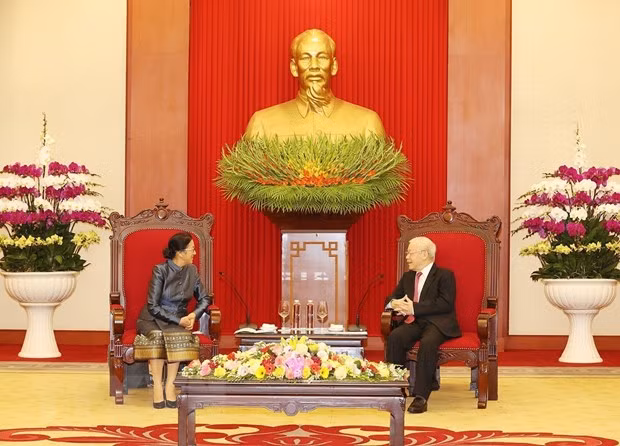 Tổng Bí thư Nguyễn Phú Trọng tiếp Phó Chủ tịch nước Lào Pany Yathotou -0