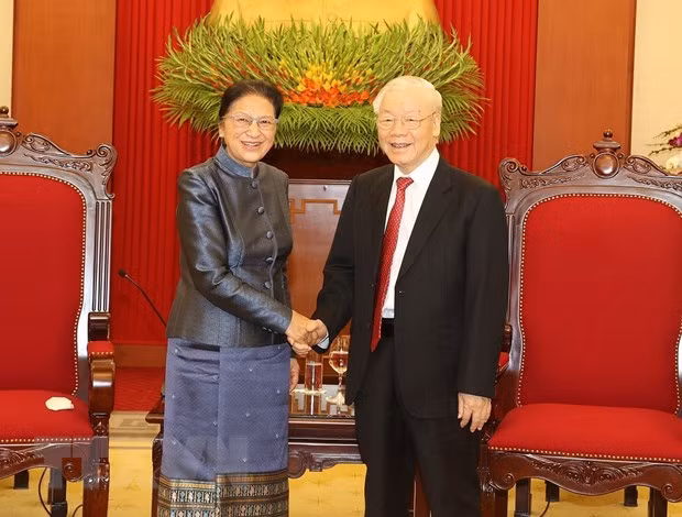 Tổng Bí thư Nguyễn Phú Trọng tiếp Phó Chủ tịch nước Lào Pany Yathotou -0