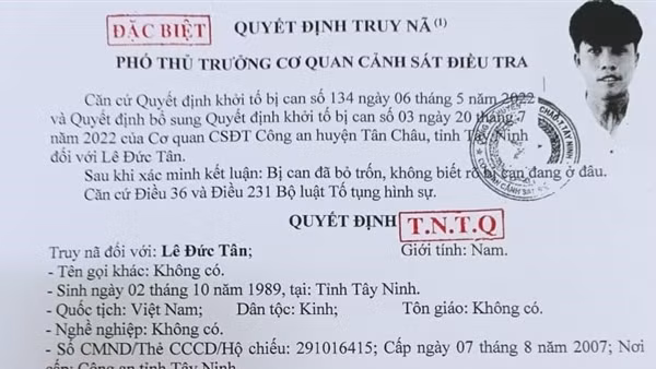 Truy nã toàn quốc kẻ bắt người trái pháp luật và cướp tài sản