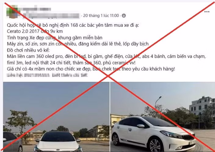 Đăng tải bài viết sai sự thật về Nghị định số 168 để tăng tương tác bán ô tô, một trường hợp bị xử phạt -0