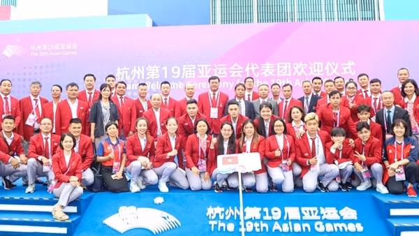 Lễ thượng cờ của Đoàn Thể thao Việt Nam tại ASIAD 19