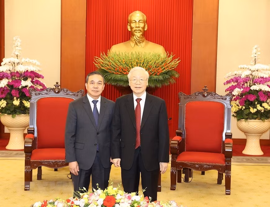 Tổng Bí thư Nguyễn Phú Trọng tiếp Đại sứ Lào tại Việt Nam -0