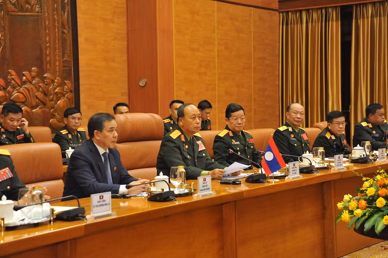 Đại tướng Lương Cường chủ trì lễ đón Chủ nhiệm Tổng cục Chính trị Quân đội nhân dân Lào -0