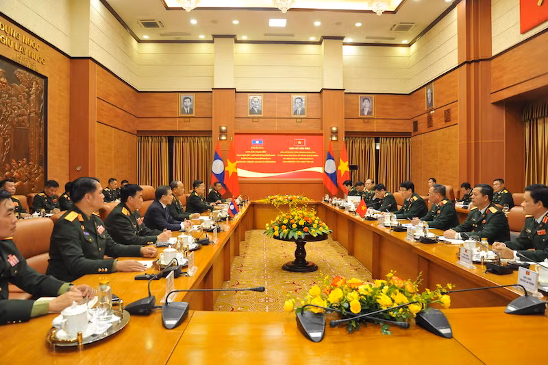 Đại tướng Lương Cường chủ trì lễ đón Chủ nhiệm Tổng cục Chính trị Quân đội nhân dân Lào -0