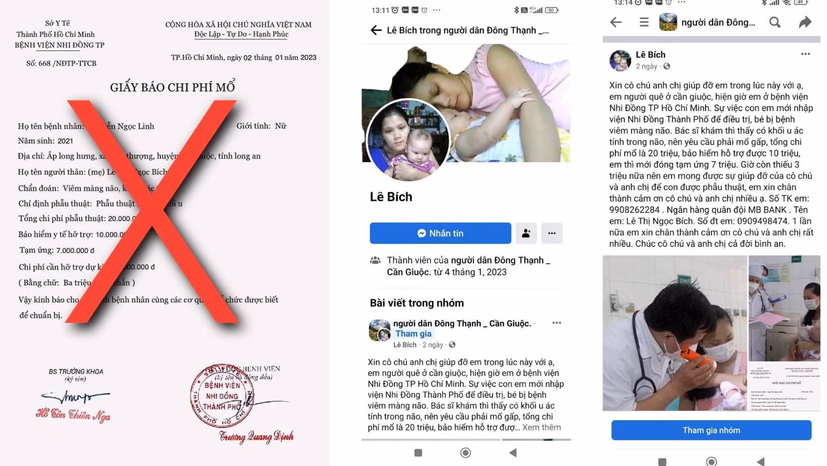 Giả mạo giấy tờ của Bệnh viện Nhi Đồng TP Hồ Chí Minh để kêu gọi giúp đỡ -0