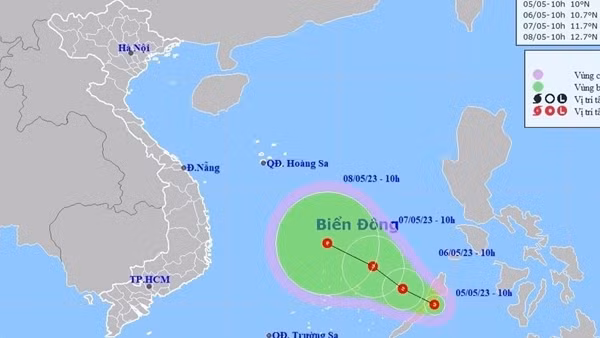 Xuất hiện áp thấp nhiệt đới gần Biển Đông