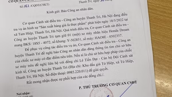 Công an huyện Thanh Trì tìm chủ sở hữu