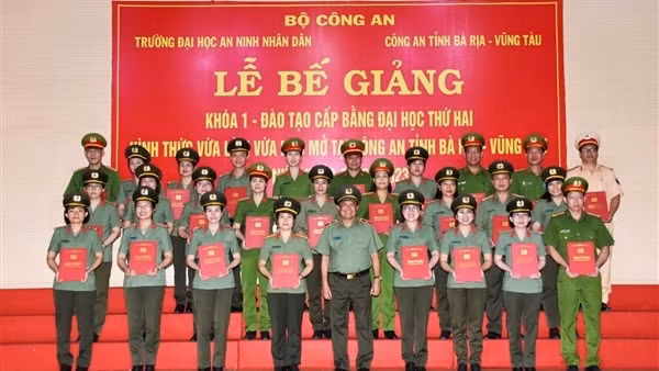 Bế giảng lớp đào tạo đại học vừa làm vừa học mở tại Công an tỉnh Bà Rịa-Vũng Tàu