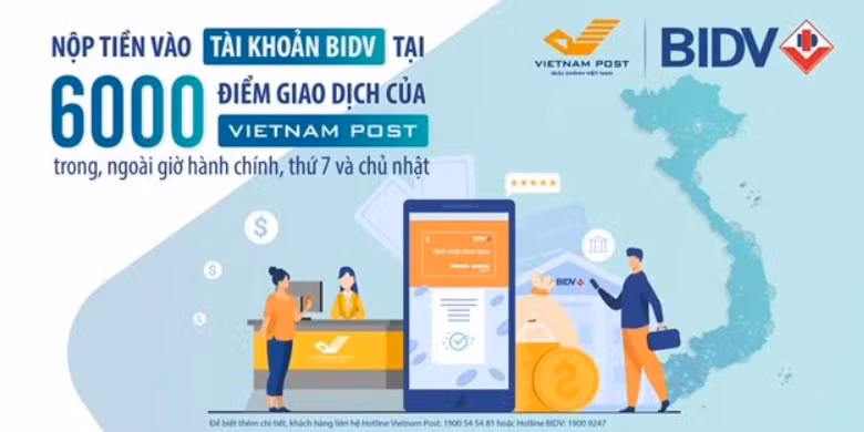 Dễ dàng nộp tiền vào tài khoản BIDV tại 6.000 điểm bưu điện Vietnam Post -0