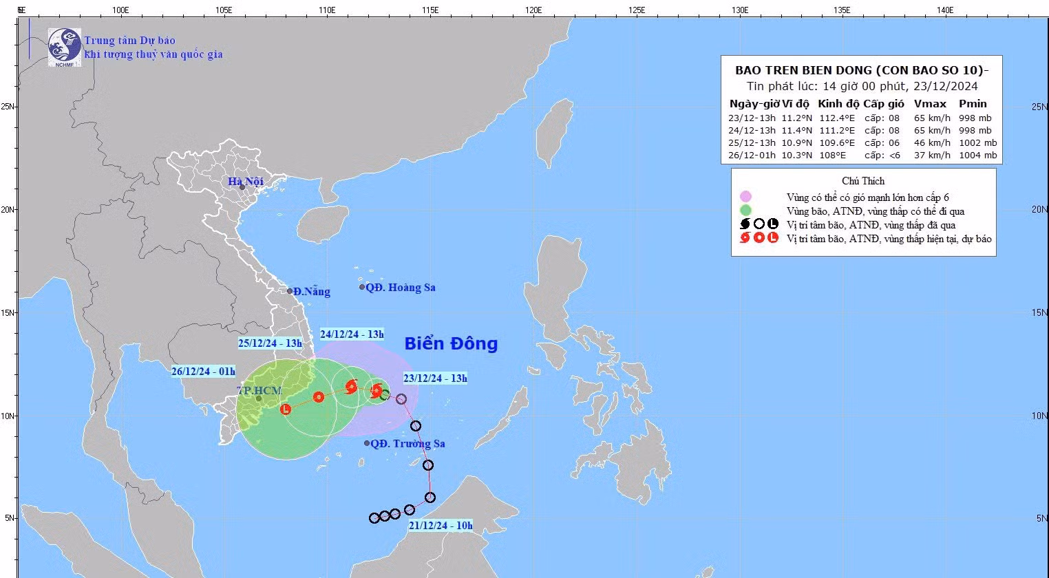 Bão số 10 hình thành trên Biển Đông, gây mưa to ở Nam Trung Bộ TP Hồ Chí Minh -0